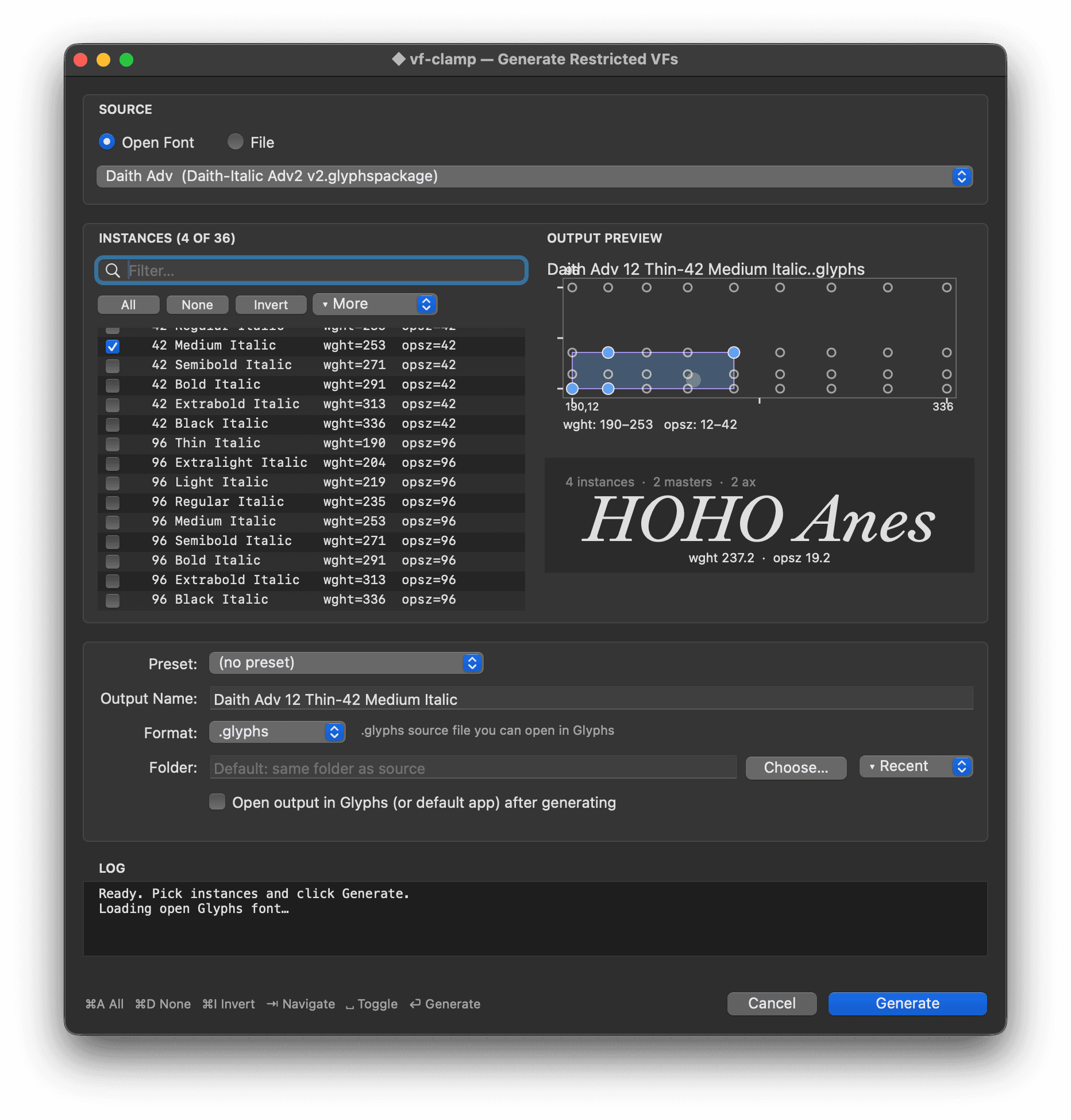 vf-clamp dialog inside Glyphs.app — RoboFont uses the same UI